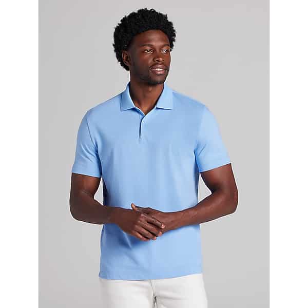 Awearness Kenneth Cole Men's Slim Fit Solid Knit Polo Blue - Size: 3X TMW6BHN50314