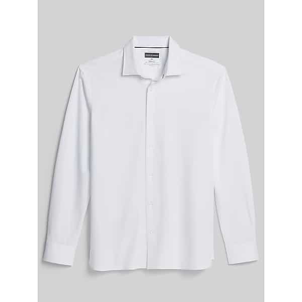 Joseph Abboud Men's Modern Fit Jaspe Knit Button Up Shirt White - Size: 3X TMW6BHR50310