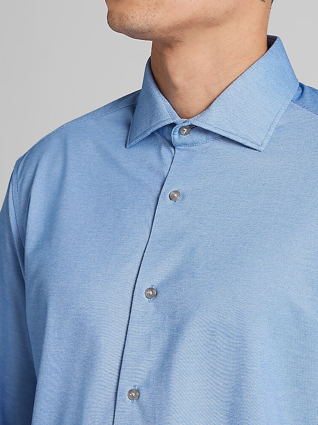 Joseph Abboud Big & Tall Men's Modern Fit Performance 4-Way Stretch Button Up Shirt , Medium Blue