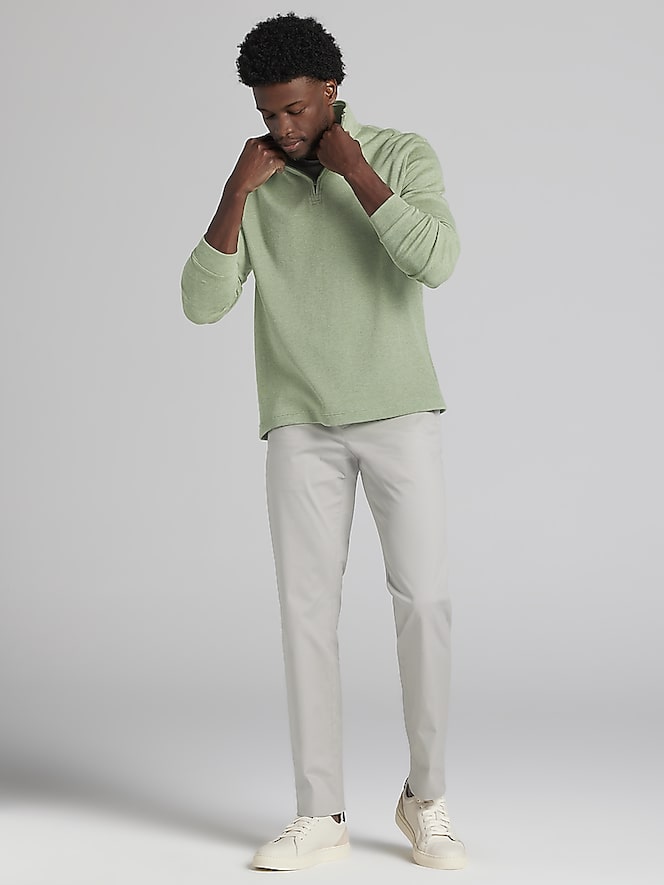 Joseph Abboud Luxe Cotton French Ribbed Quarter Zip Pullover