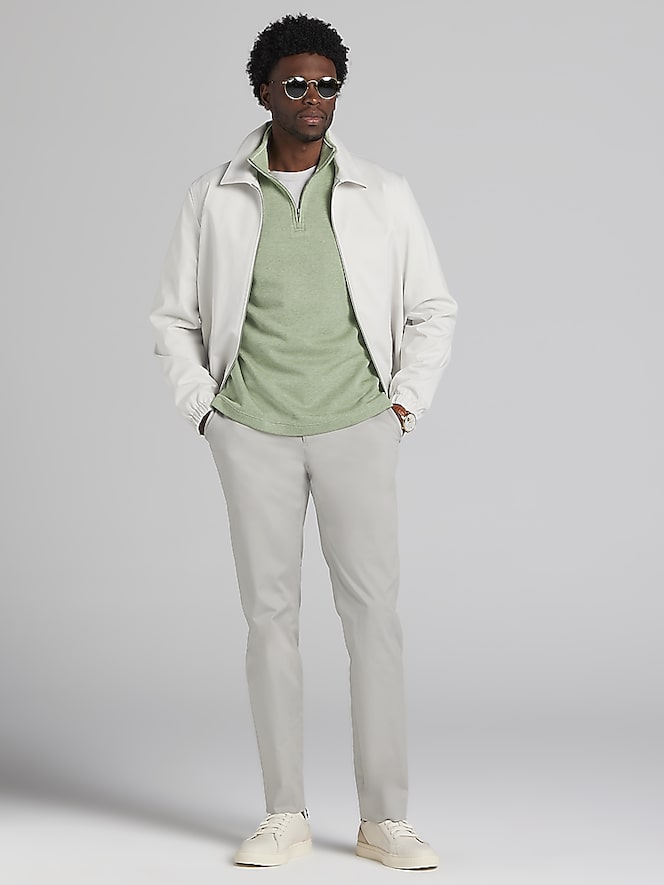 Joseph Abboud Luxe Cotton French Ribbed Quarter Zip Pullover