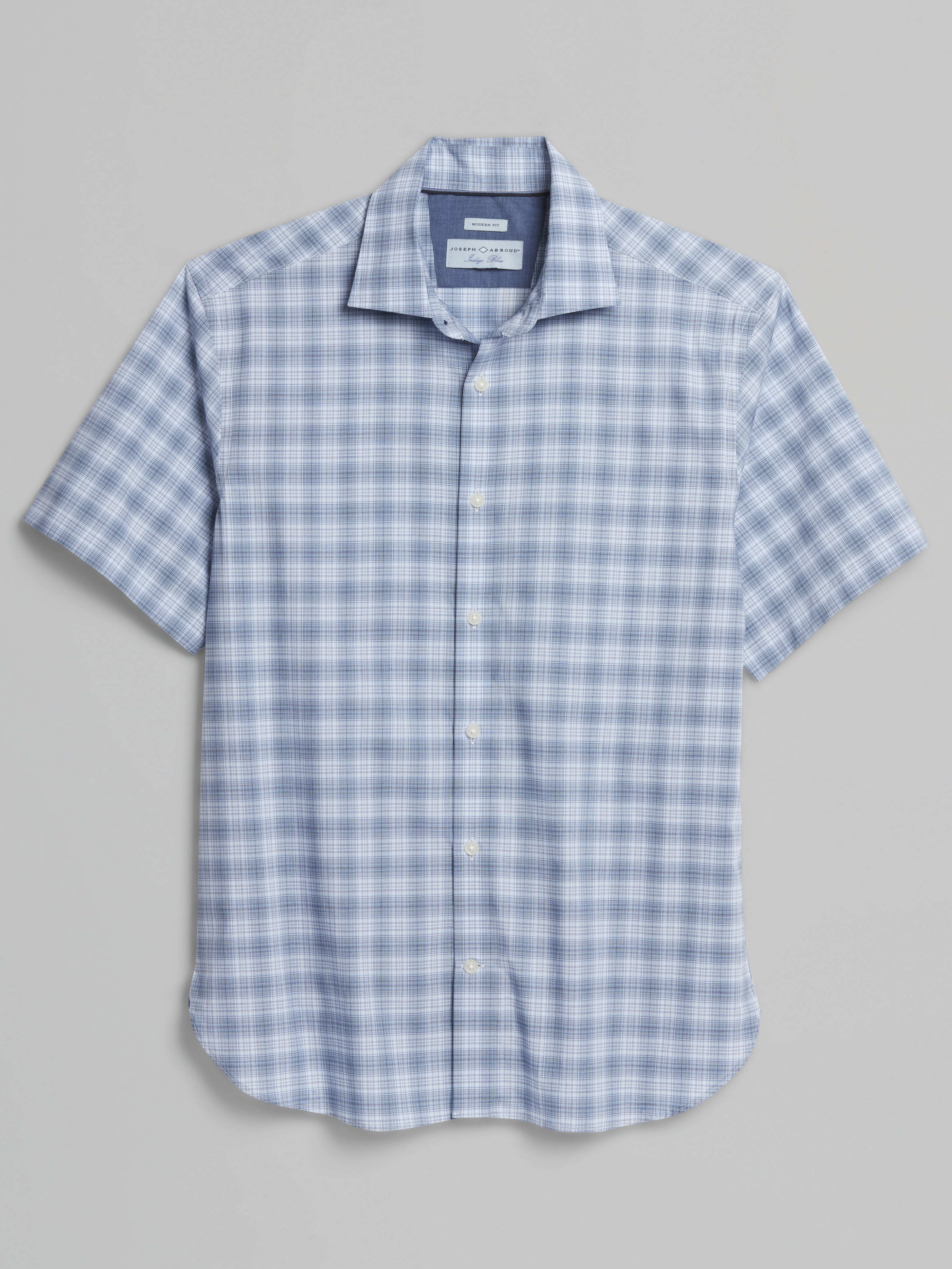 Modern Fit Plaid Short Sleeve Button Up Shirt