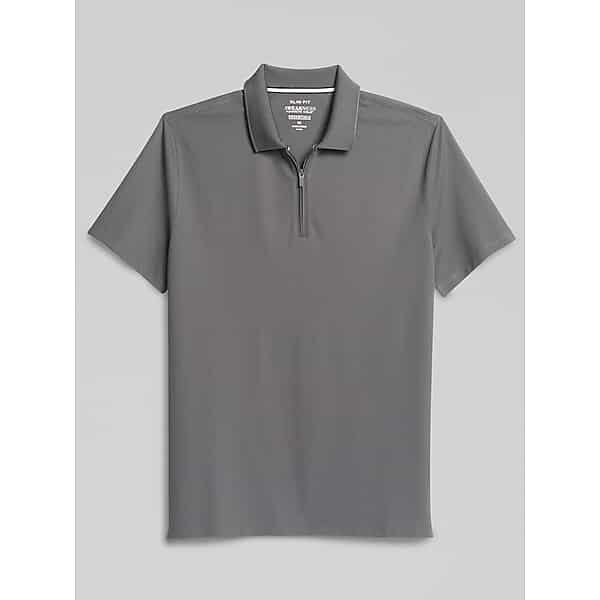 Awearness Kenneth Cole Men's Slim Fit Performance Tech Zip Polo Charcoal - Size: 2XLT TMW6BJ950717