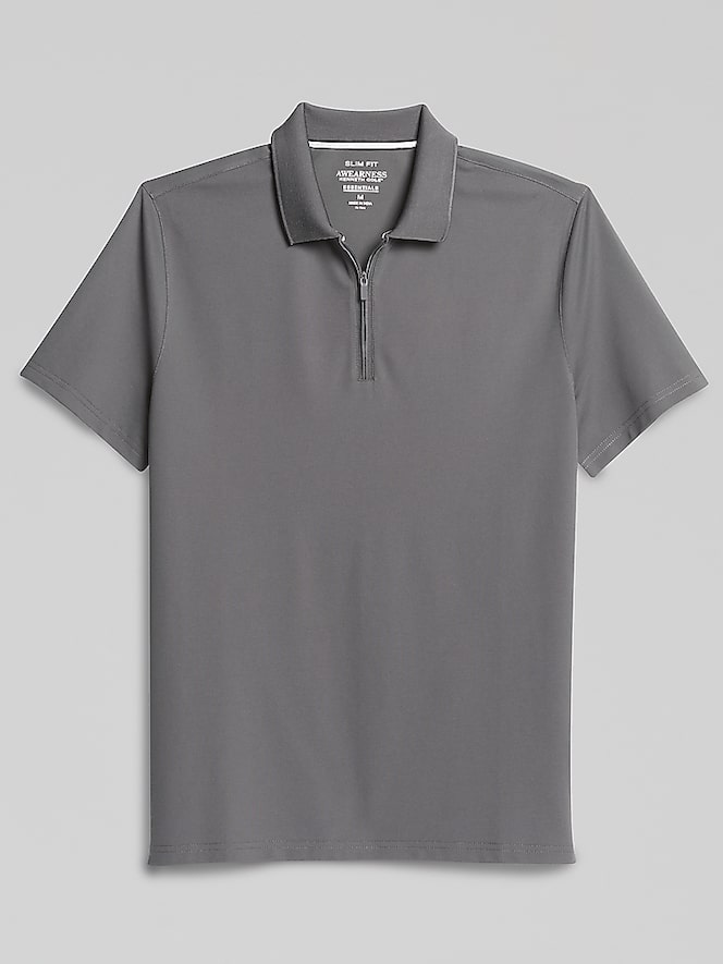 Awearness Kenneth Cole Slim Fit Performance Tech Zip Polo