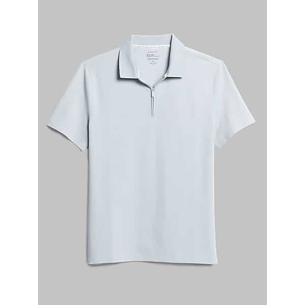Awearness Kenneth Cole Men's Slim Fit Performance Tech Zip Polo Lt Blue - Size: XLT TMW6BJ950693