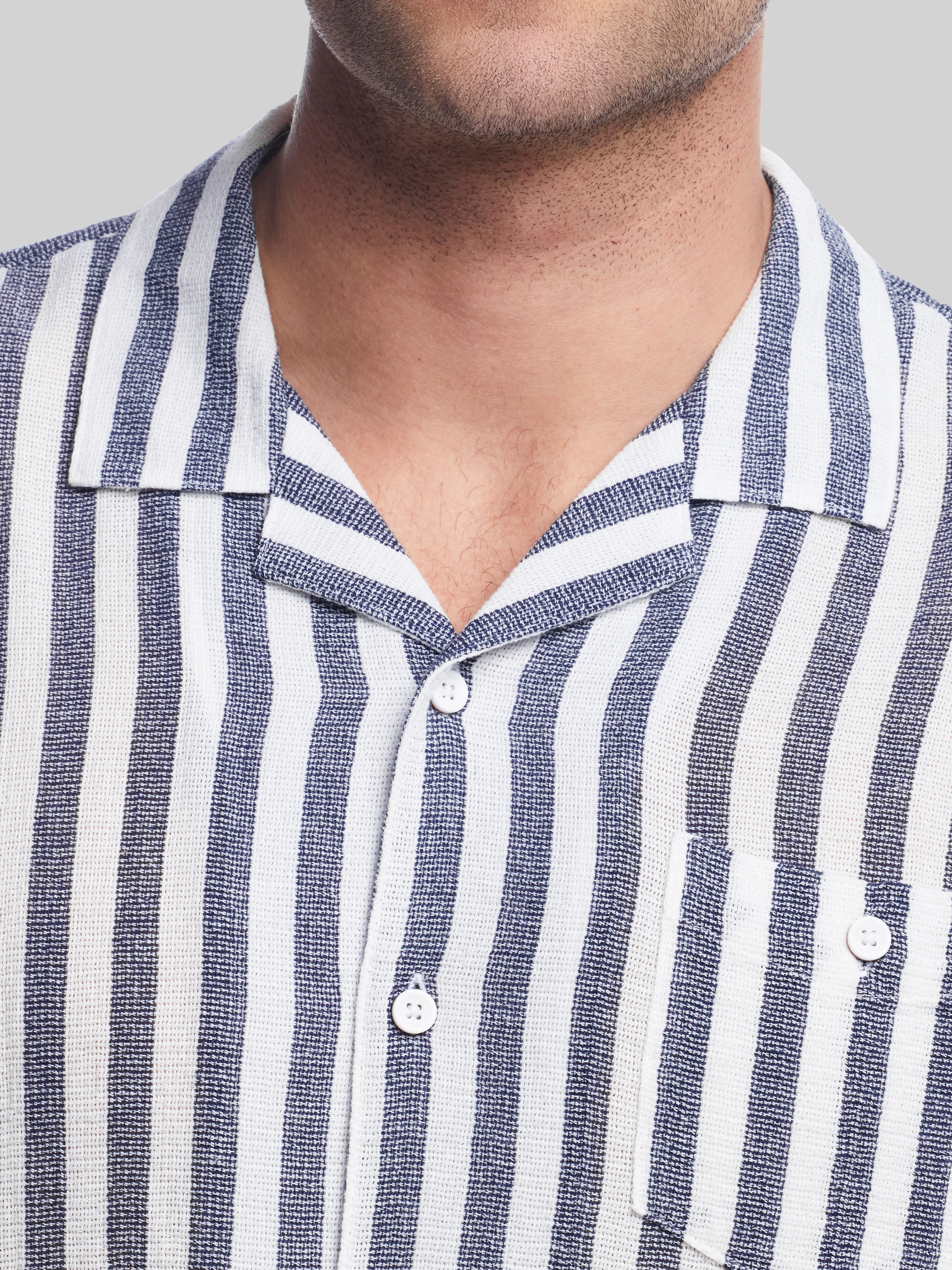 Classic Fit Striped Short Sleeve Camp Shirt