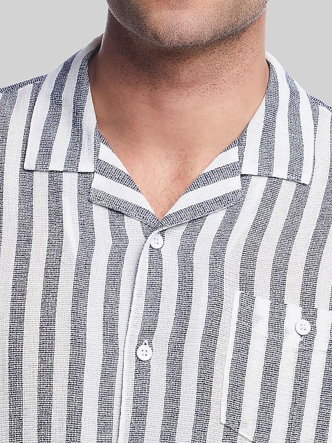 Weatherproof Vintage Classic Fit Striped Short Sleeve Camp Shirt
