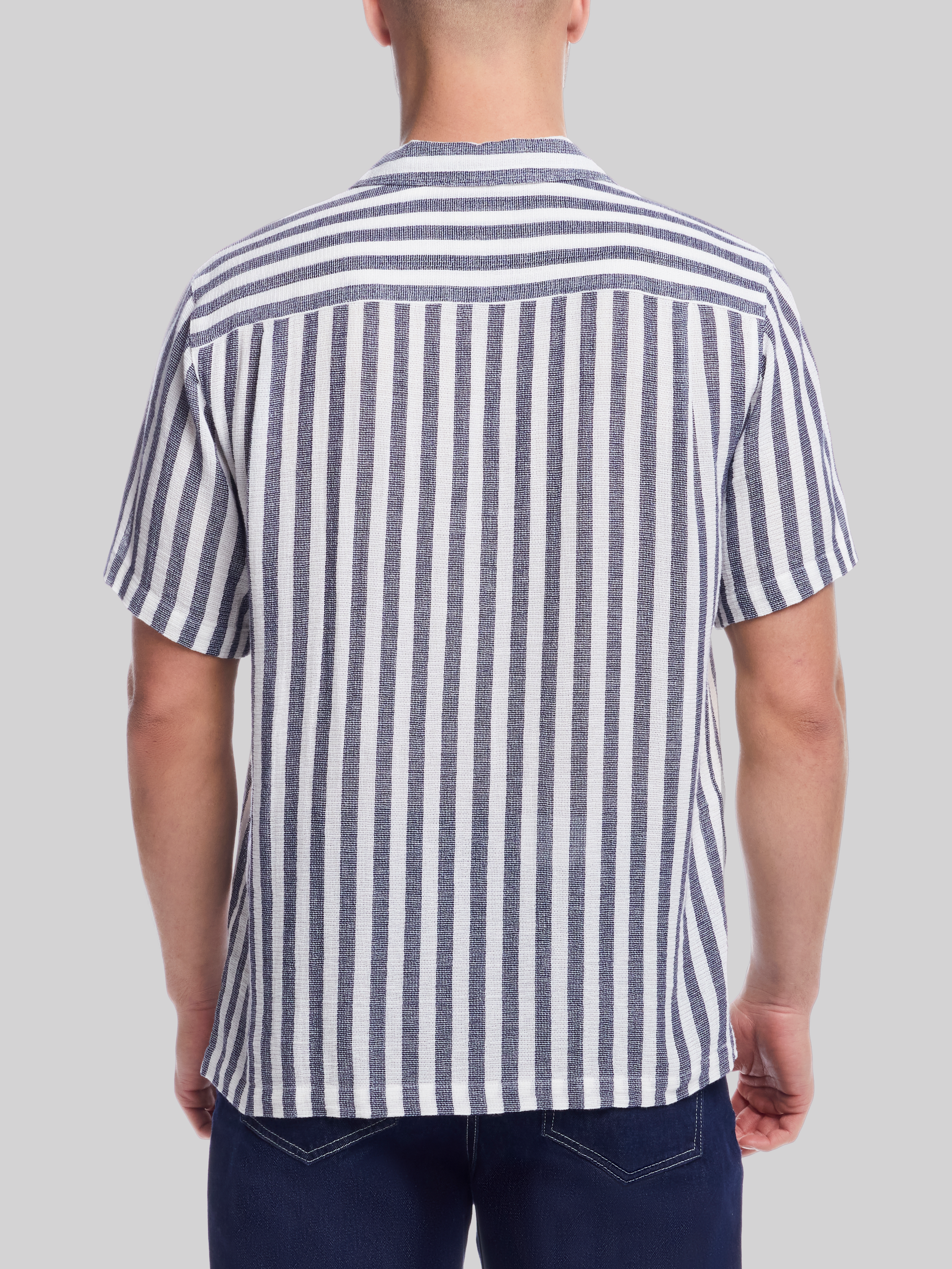 Classic Fit Striped Short Sleeve Camp Shirt