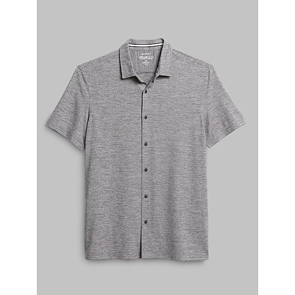 Awearness Kenneth Cole Big & Tall Men's Slim Fit Performance Knit Button Up Shirt Gray - Size: XXL