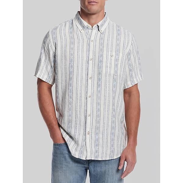 Weatherproof Vintage Men's Classic Fit Vertical Dobby Button Up Shirt Med Blue - Size: Small TMW6BJM10014