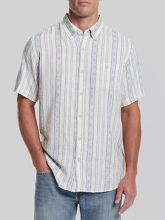 Classic Fit Vertical Dobby Button Up Shirt