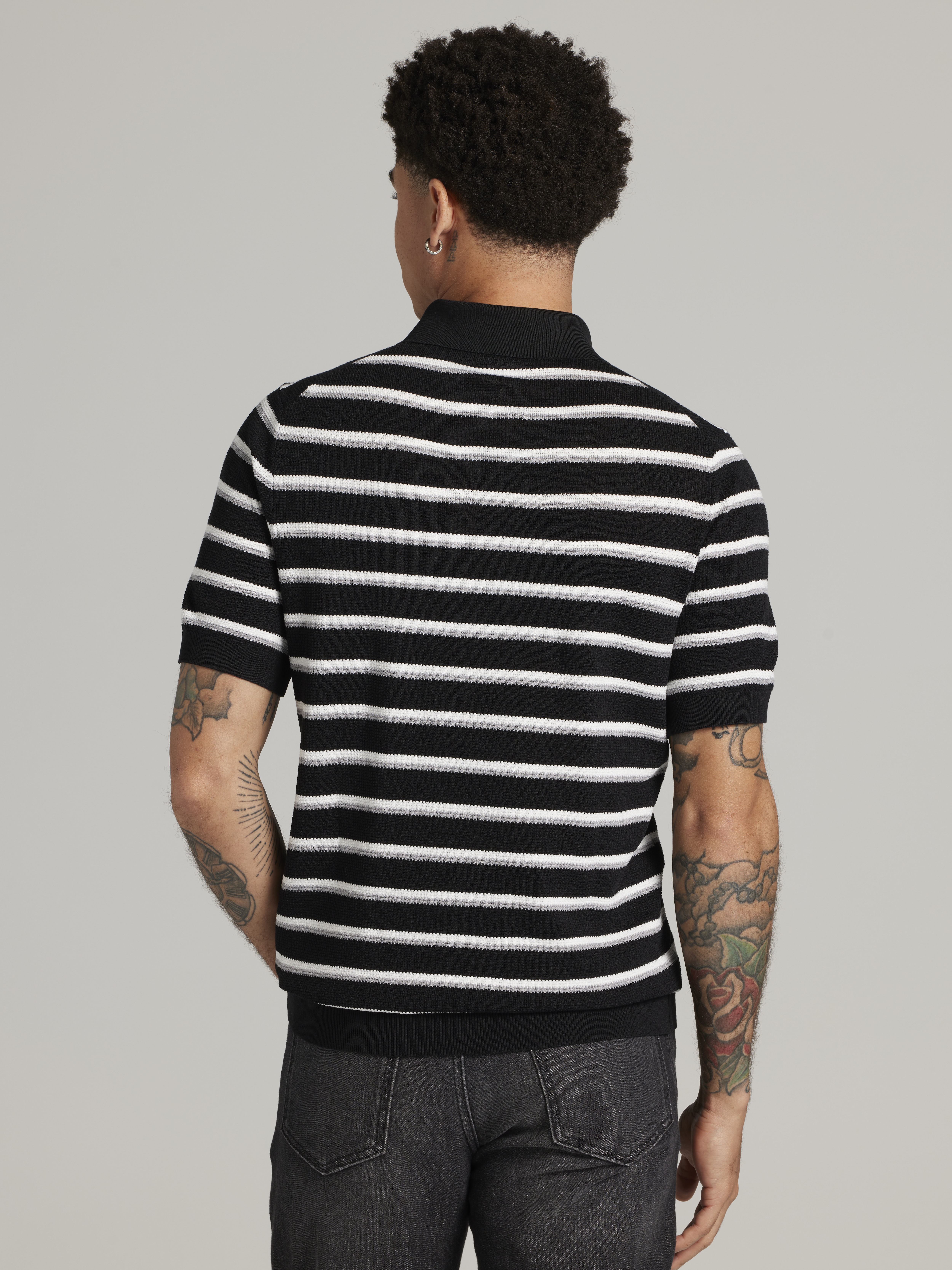 Slim Fit Stripe Polo Sweater