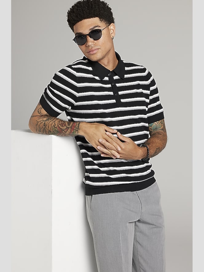 Awearness Kenneth Cole Stripe Polo Sweater