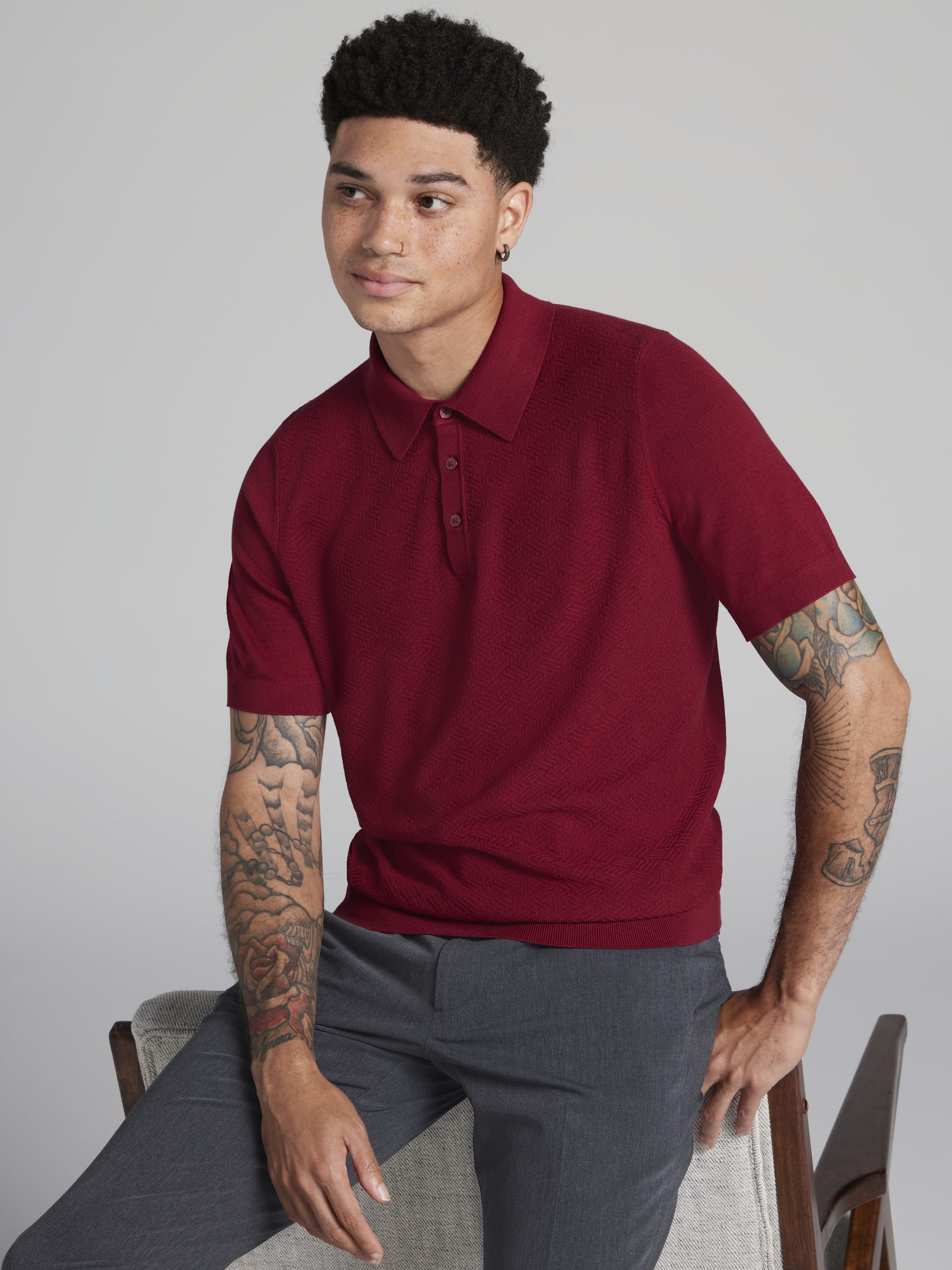 Slim Fit Jacquard Polo Sweater