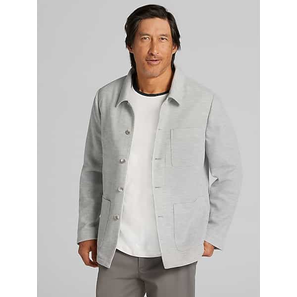 Joseph Abboud Big & Tall Men's Modern Fit Knit Chore Jacket Light Grey - Size: 1X TMW6BJV50175