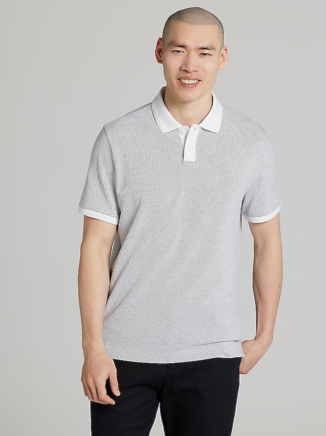Awearness Kenneth Cole Big & Tall Men's Slim Fit Jacquard Dot Polo , White