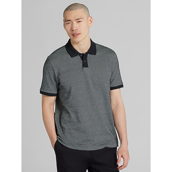 Awearness Kenneth Cole Men's Slim Fit Jacquard Dot Polo Black - Size: 3XLT TMW6BJX50940