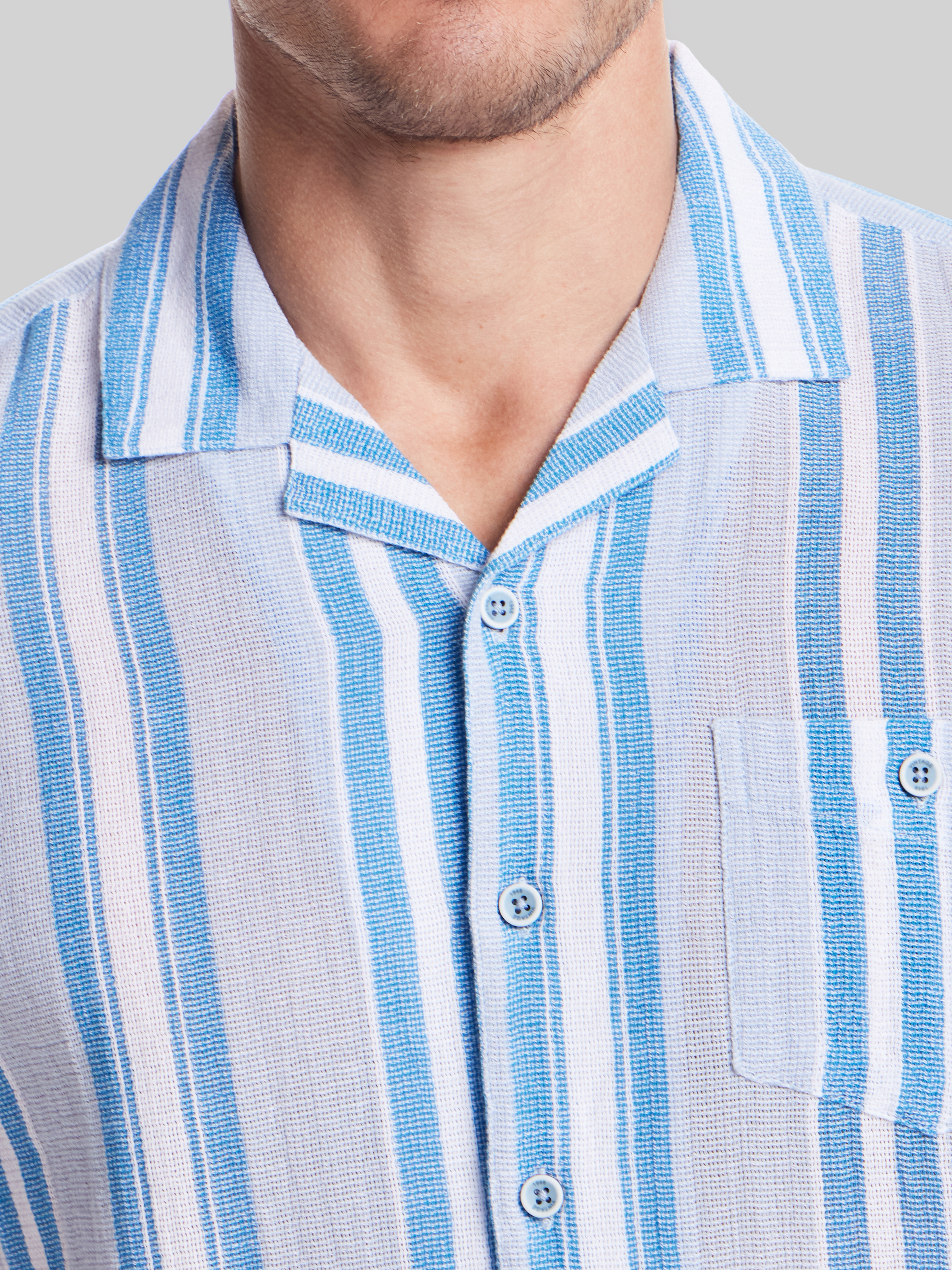 Classic Fit Stripe Camp Shirt