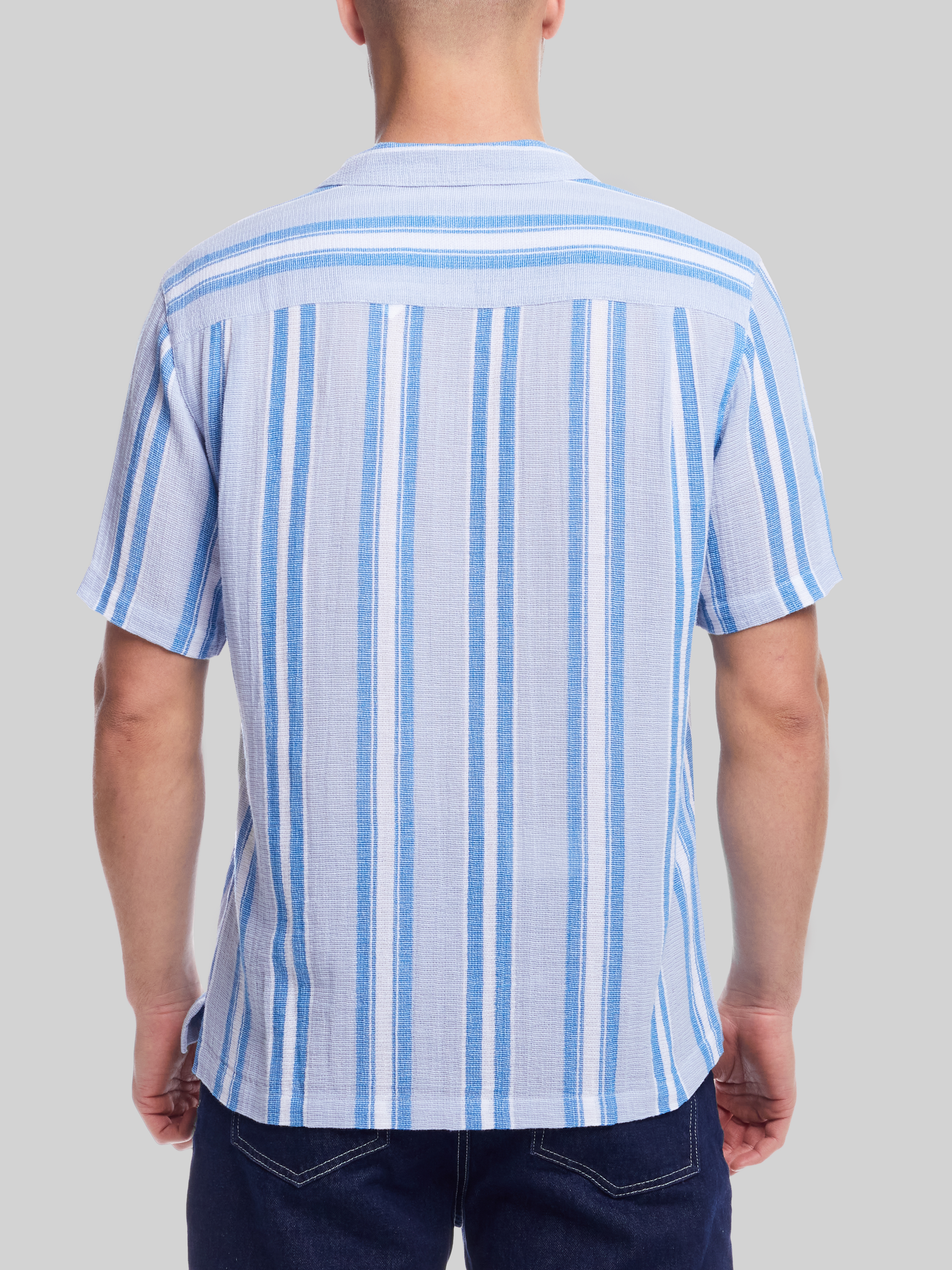 Classic Fit Stripe Camp Shirt