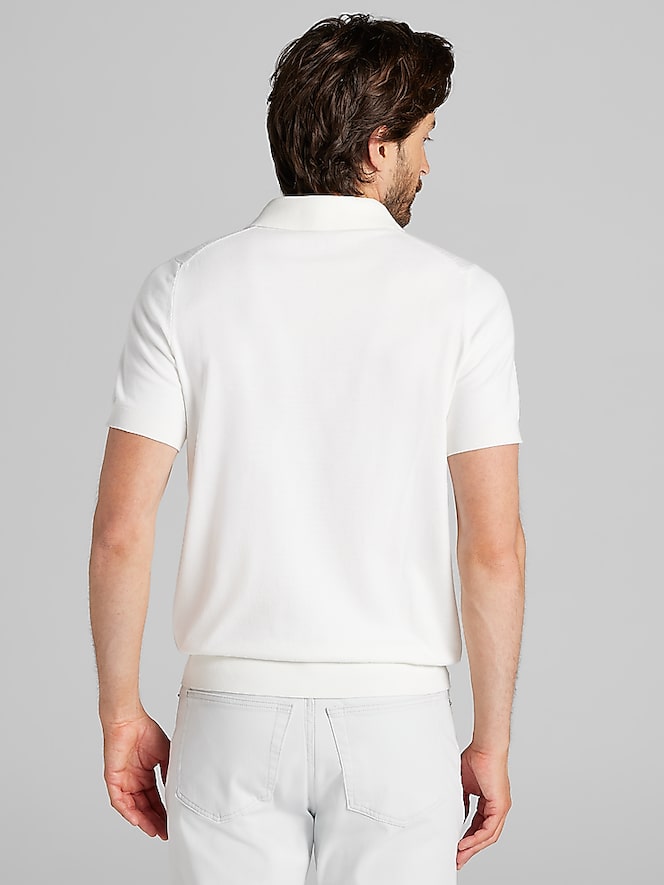 Awearness Kenneth Cole Slim Fit Jacquard Stripe Short Sleeve Polo Sweater