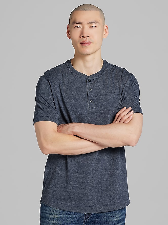 Joseph Abboud Modern Fit Burnout Henley Shirt