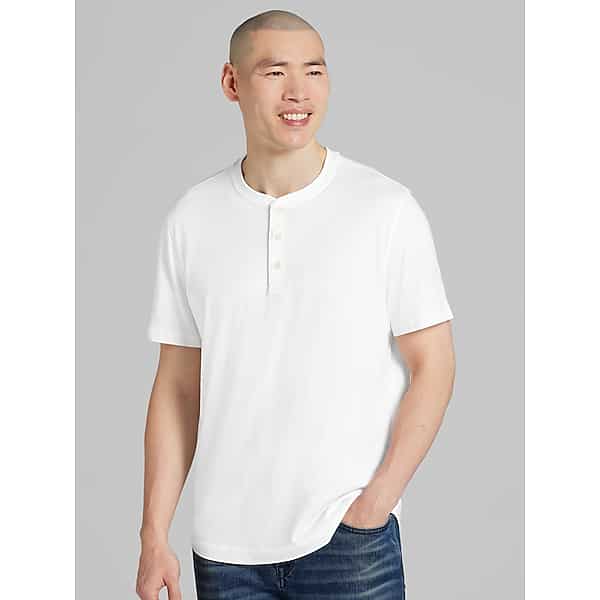 Joseph Abboud Big & Tall Men's Modern Fit Burnout Henley Shirt White - Size: 2X TMW6BK950210