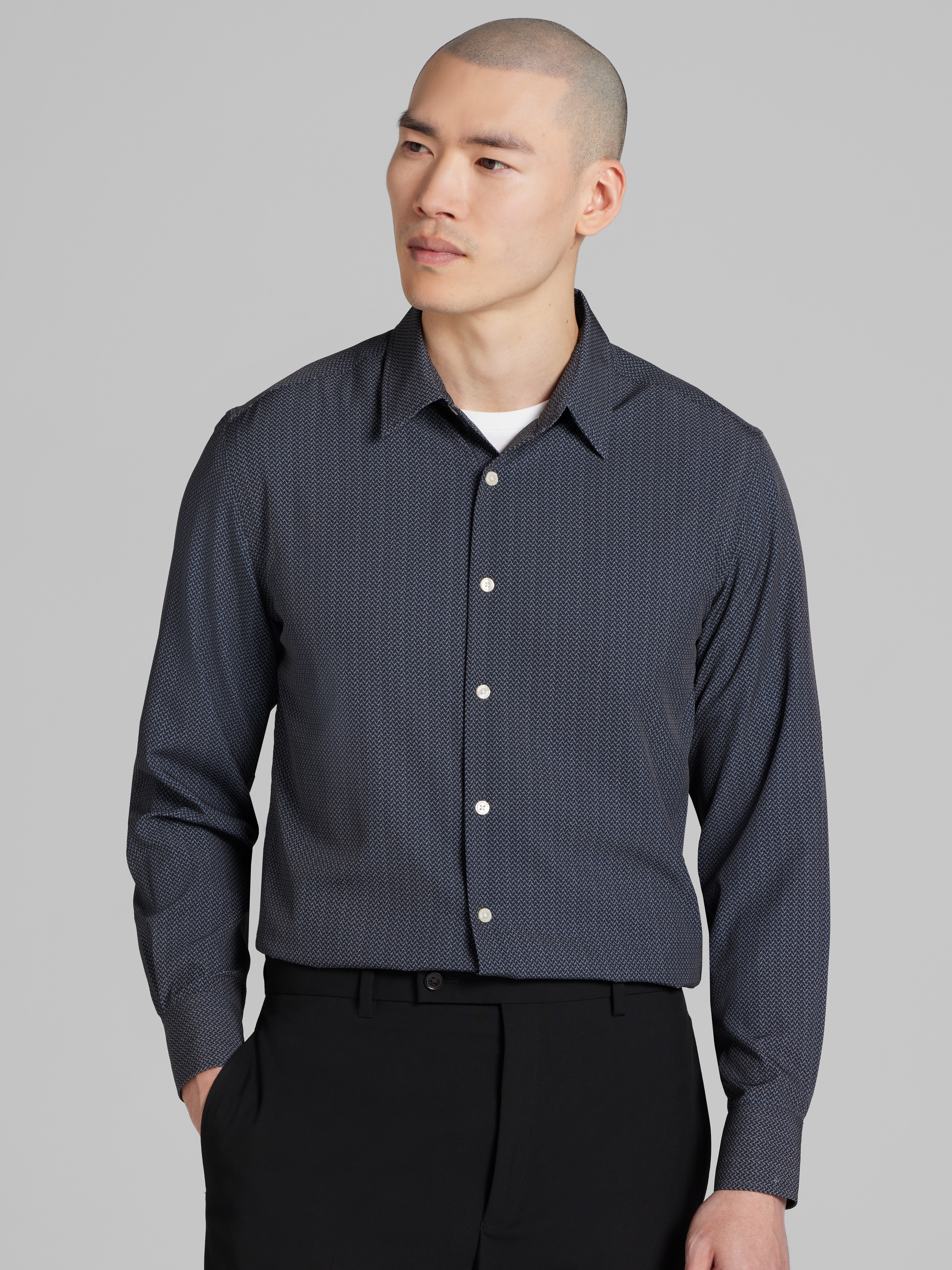 Slim Fit 4-Way Stretch Button Up Shirt