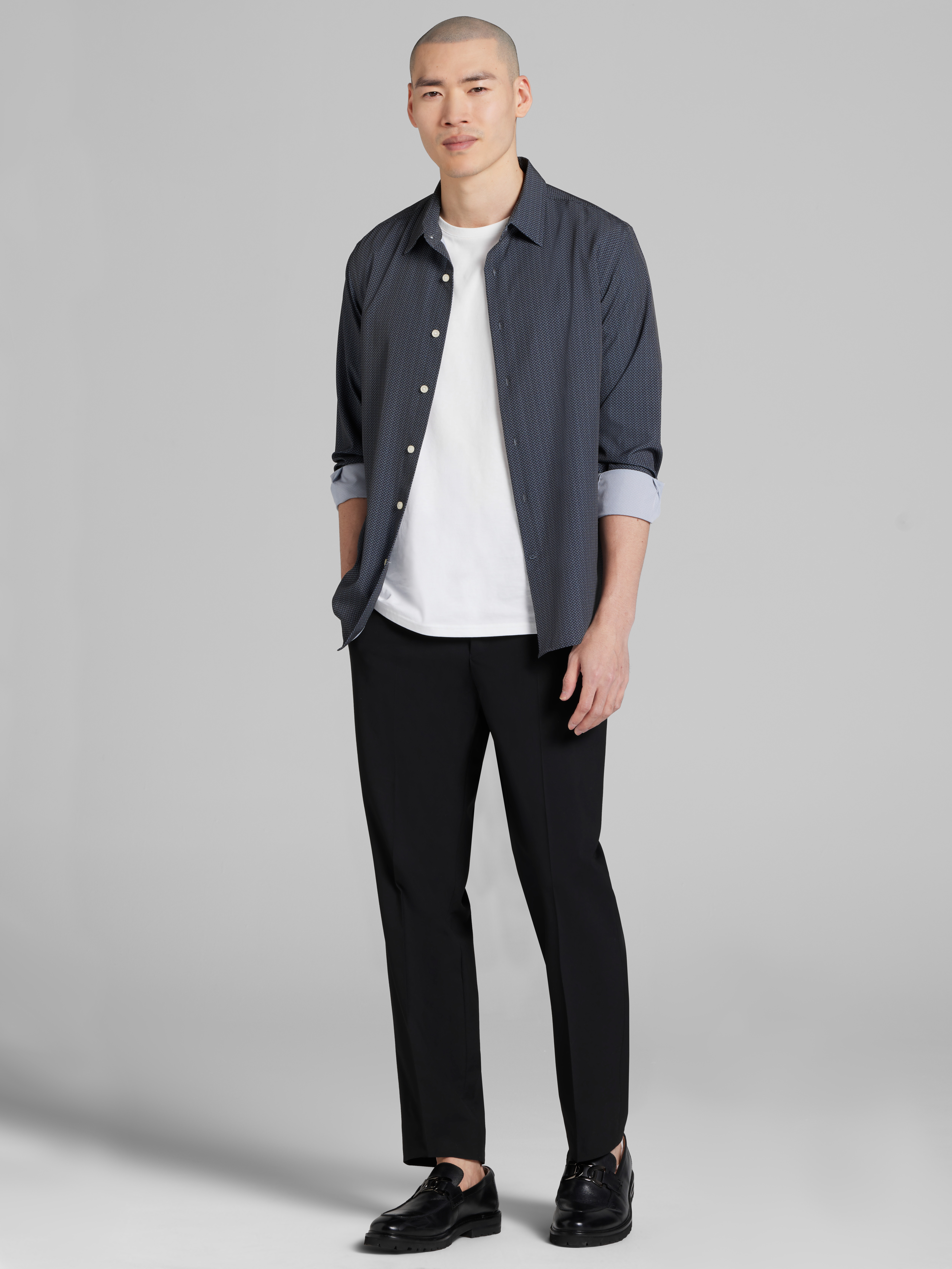 Slim Fit 4-Way Stretch Button Up Shirt