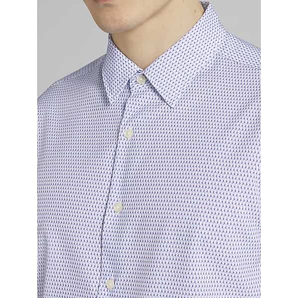 Awearness Kenneth Cole Big & Tall Men's Slim Fit 4-Way Stretch Button Up Shirt Purple/Lt Blue - Size: 4X TMW6BKF50816