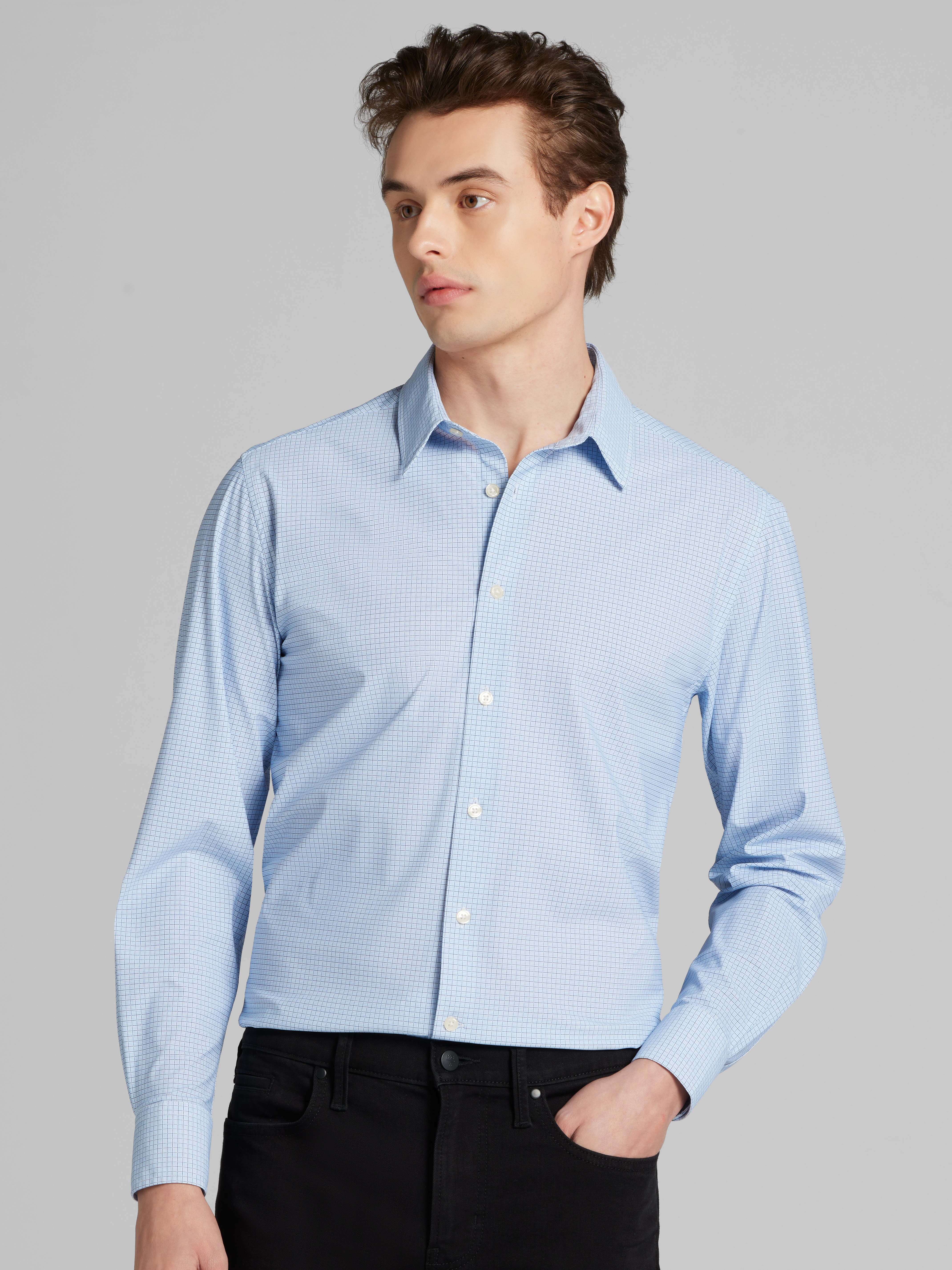 Slim Fit 4-Way Stretch Button Up Shirt