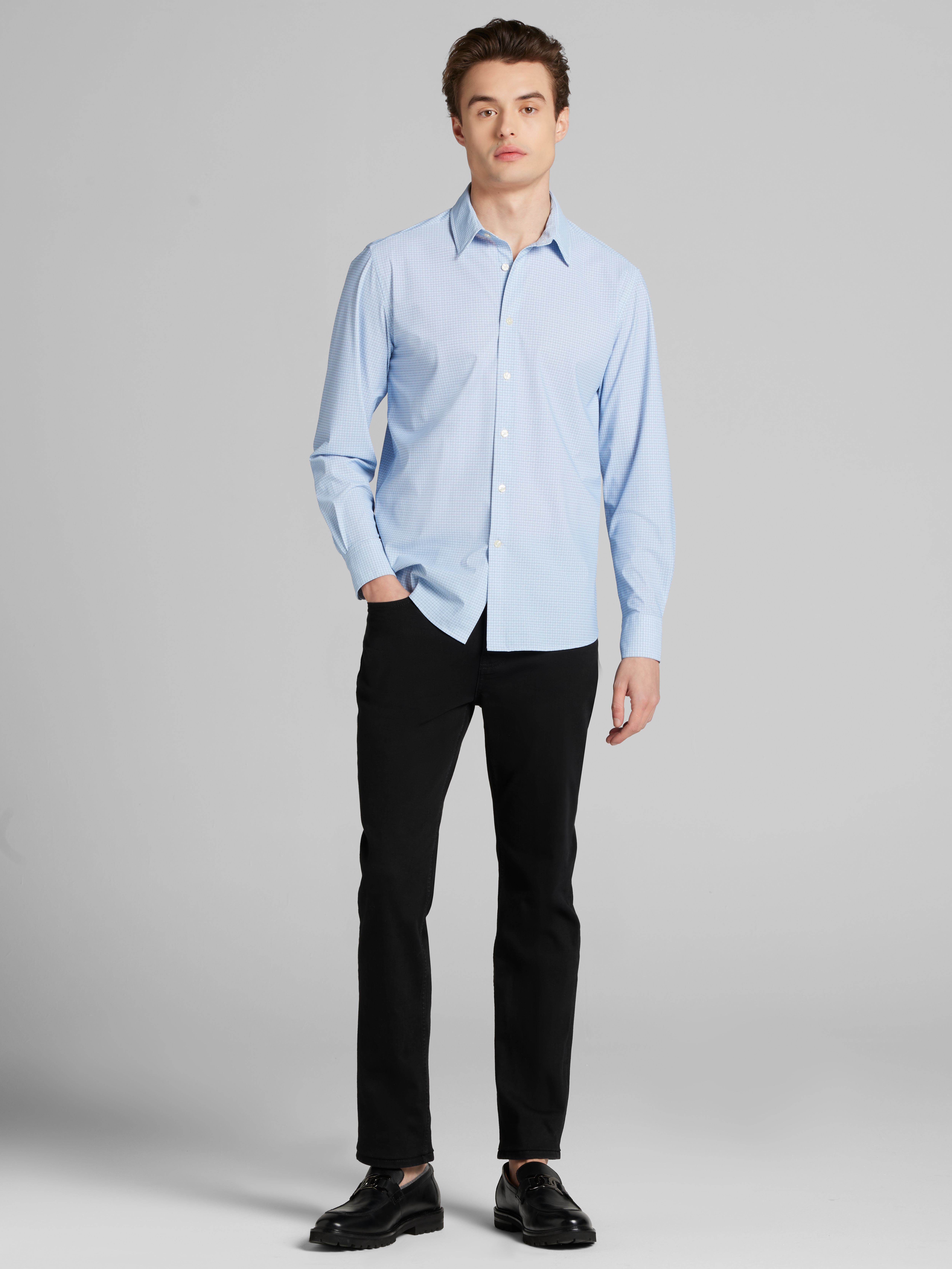 Slim Fit 4-Way Stretch Button Up Shirt