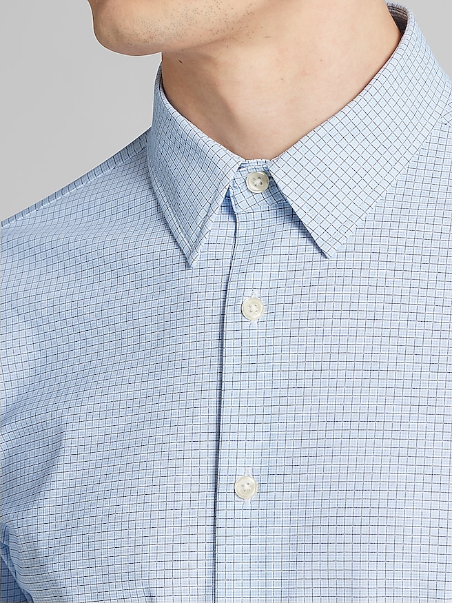 Awearness Kenneth Cole Big & Tall Men's Slim Fit 4-Way Stretch Button Up Shirt , Light Blue/Navy