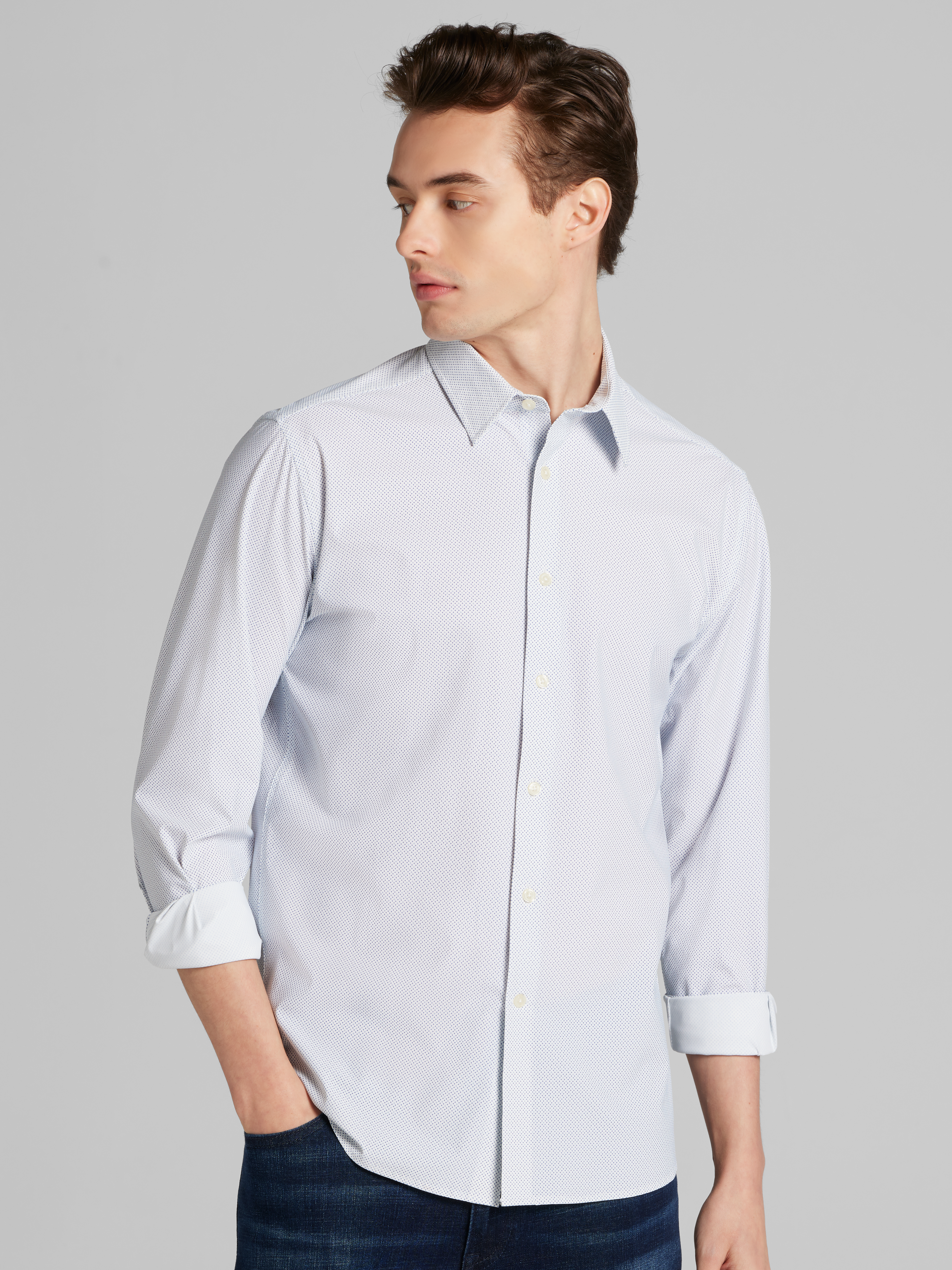 Slim Fit 4-Way Stretch Button Up Shirt
