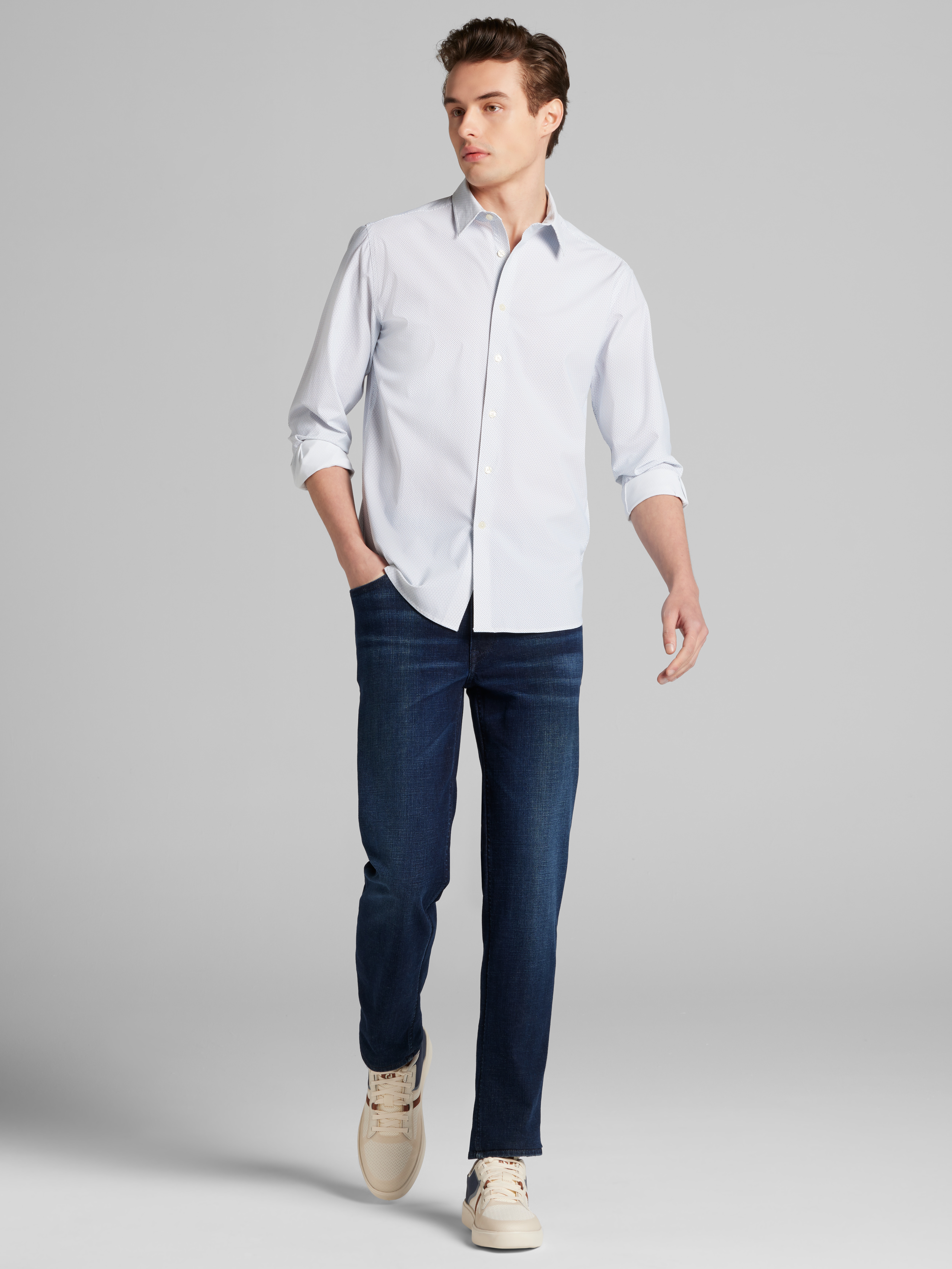 Slim Fit 4-Way Stretch Button Up Shirt