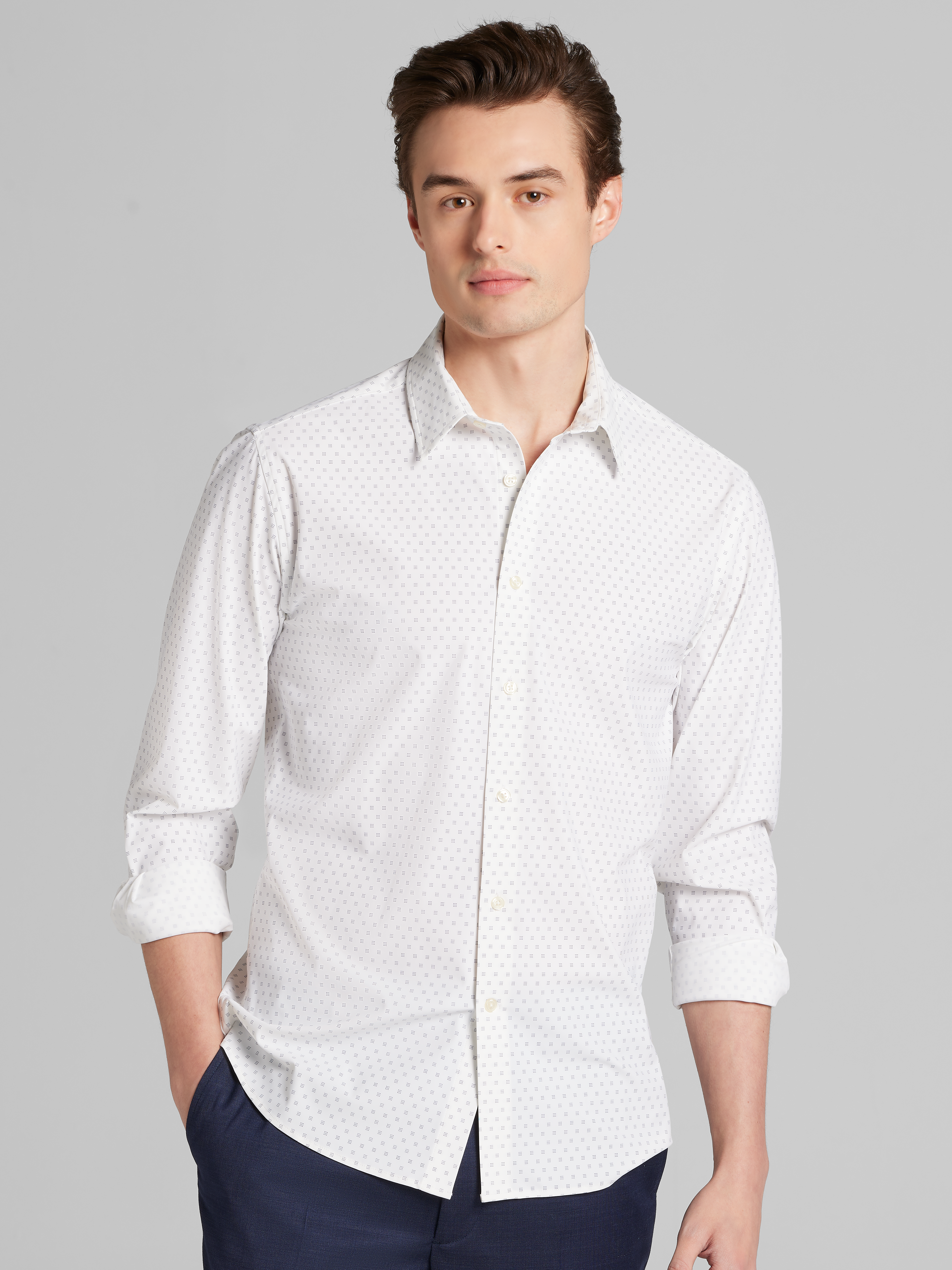 Slim Fit 4-Way Stretch Button Up Shirt