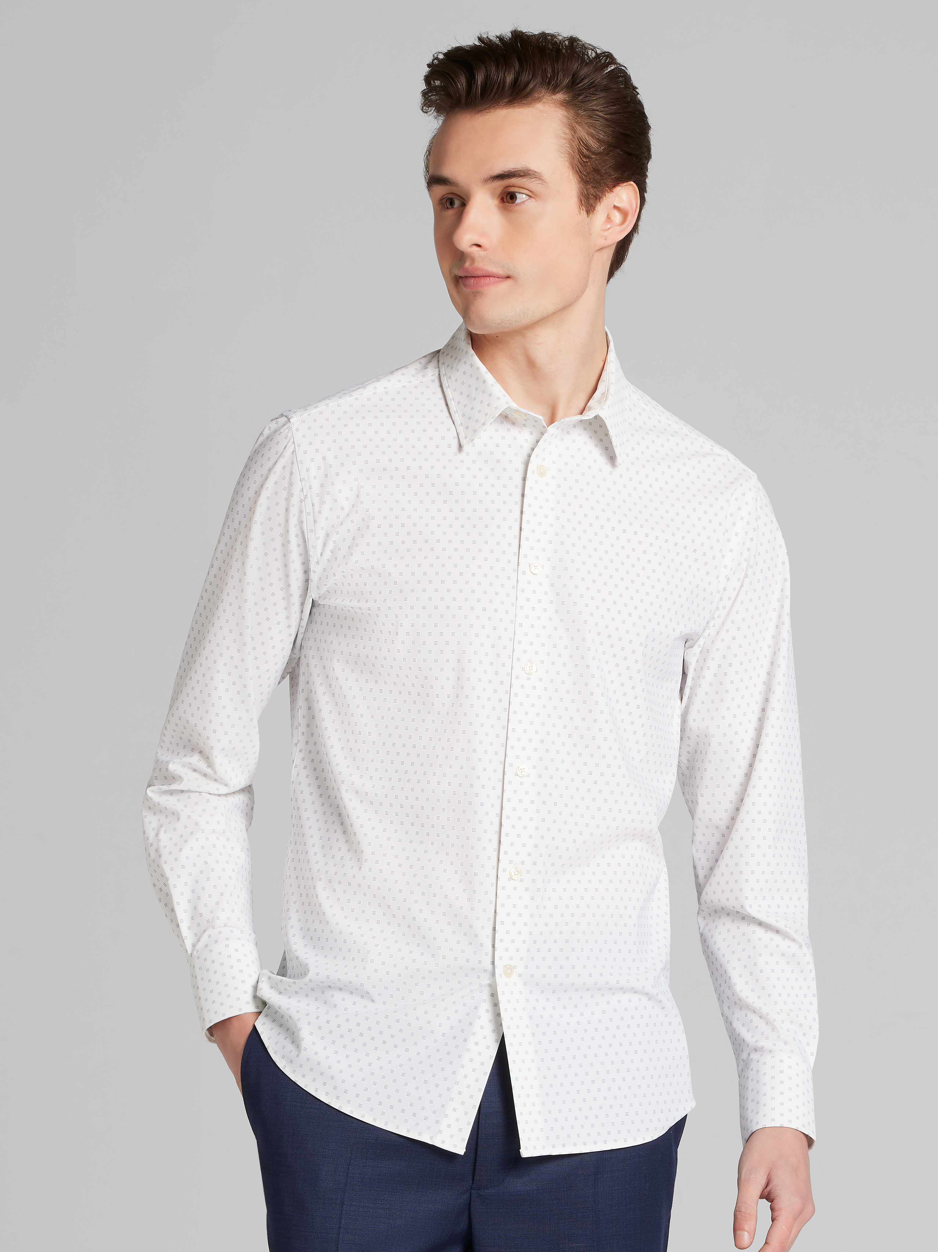 Slim Fit 4-Way Stretch Button Up Shirt