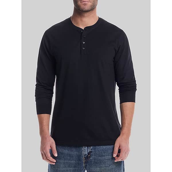 Weatherproof Vintage Big & Tall Men's Classic Fit Brushed Jersey Henley Black - Size: XXL TMW6BL950002