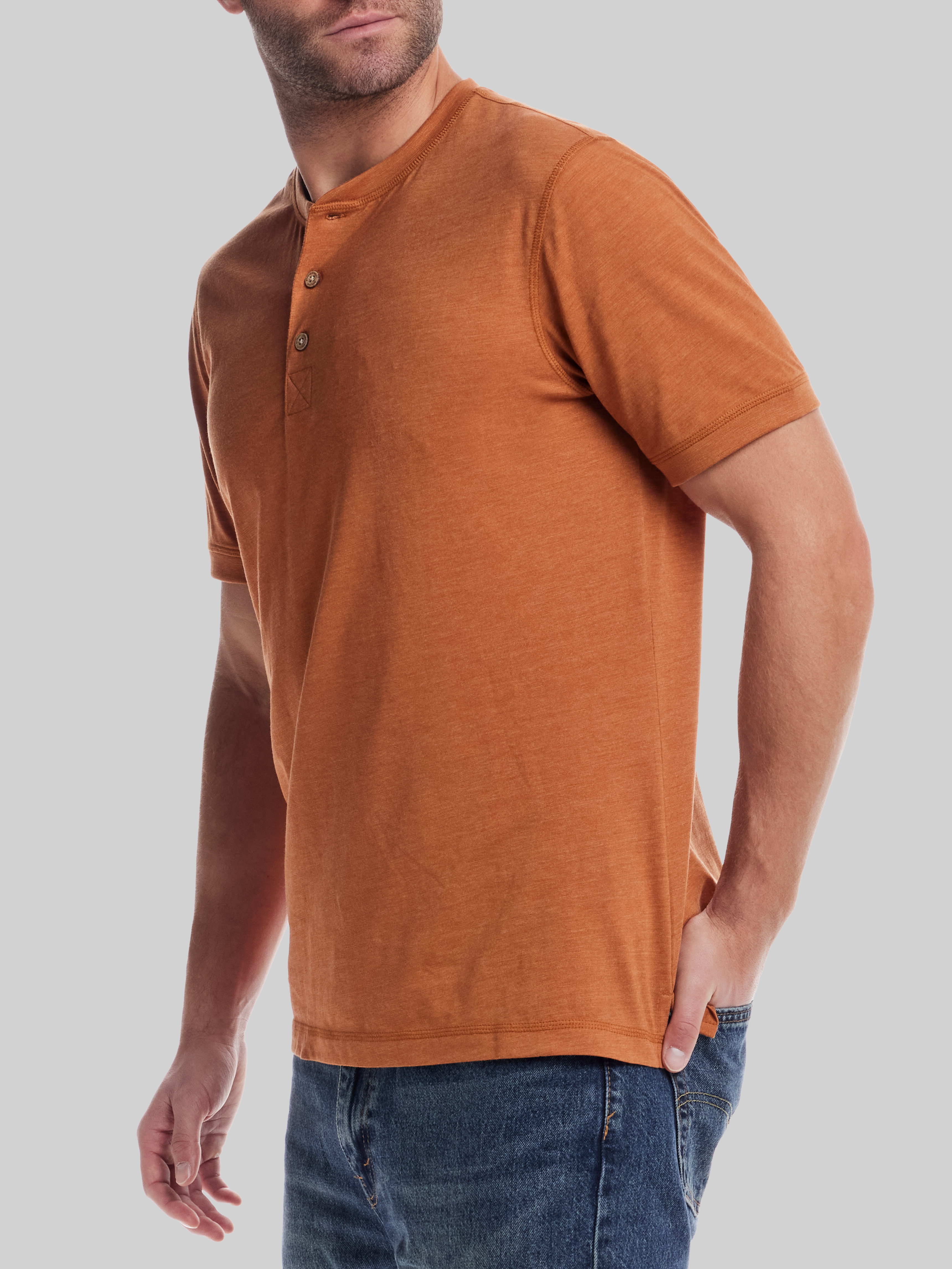 Classic Fit Short Sleeve Sueded Jersey Henley