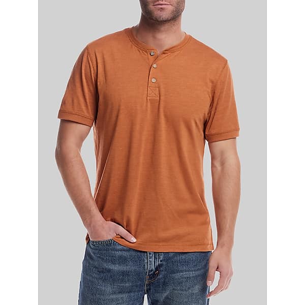 Weatherproof Vintage Big & Tall Men's Classic Fit Short Sleeve Sueded Jersey Henley Orange - Size: XXL TMW6BLD50008