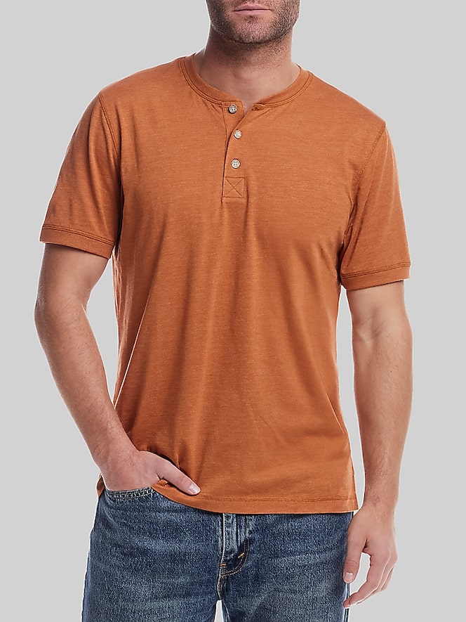 Weatherproof Vintage Classic Fit Short Sleeve Sueded Jersey Henley