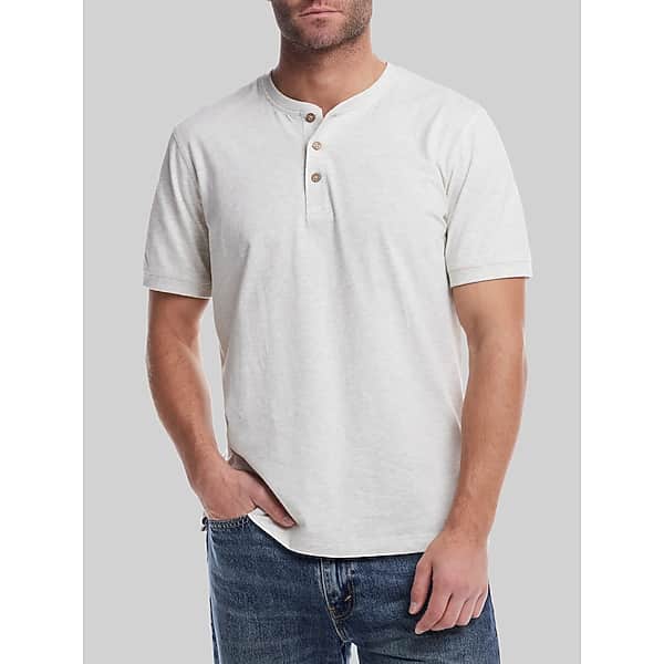 Weatherproof Vintage Men's Classic Fit Short Sleeve Sueded Jersey Henley Sand - Size: Small TMW6BLC10021