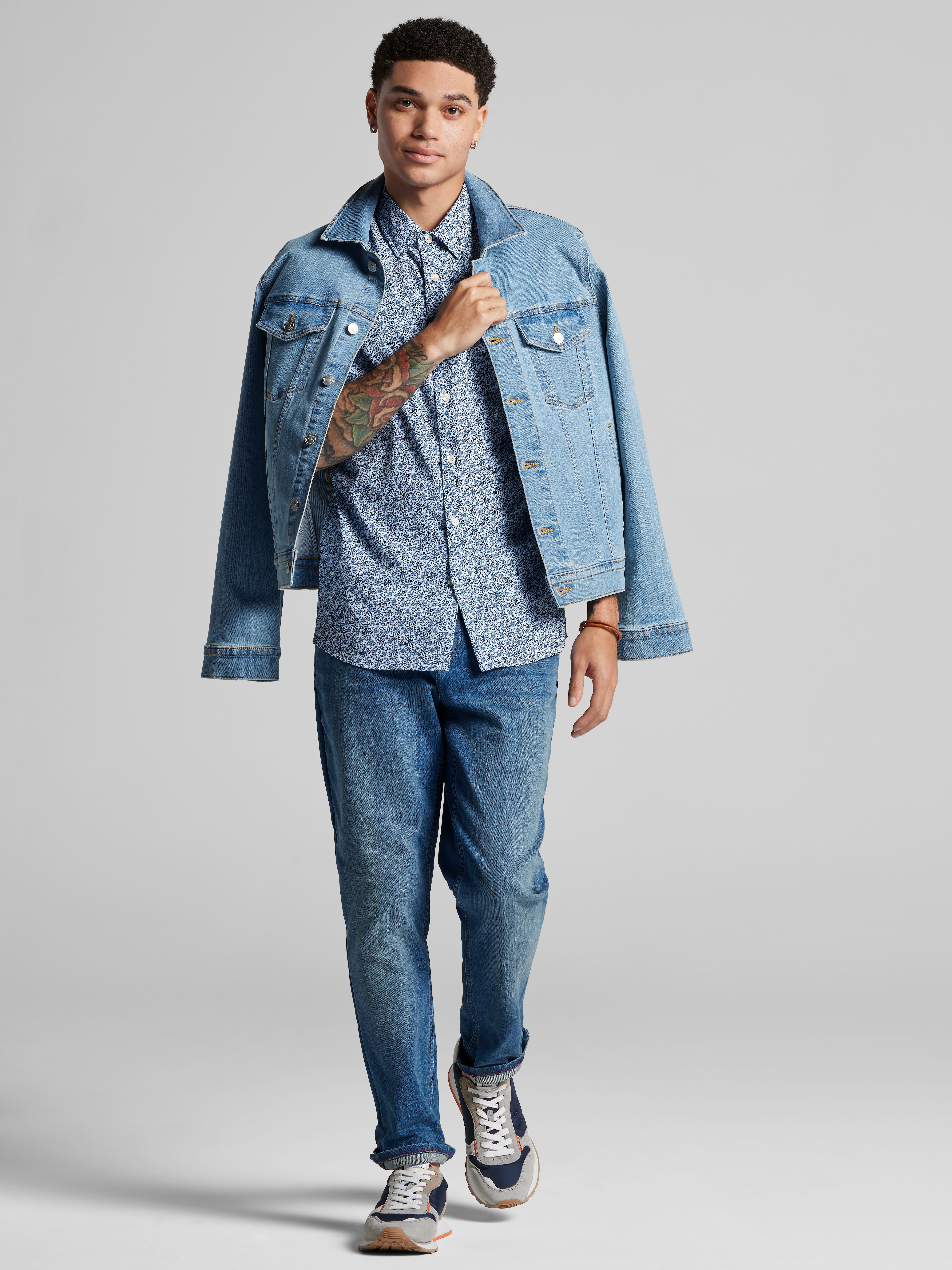 Slim Fit Floral Swirls 4-Way Stretch Button Up Shirt