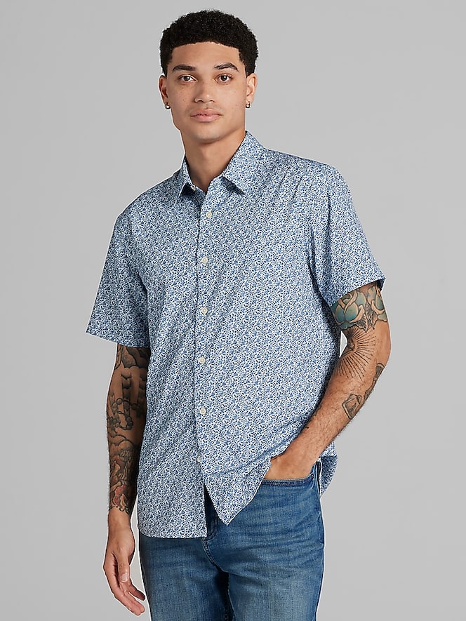 Awearness Kenneth Cole Slim Fit 4-Way Stretch Button Up Shirt