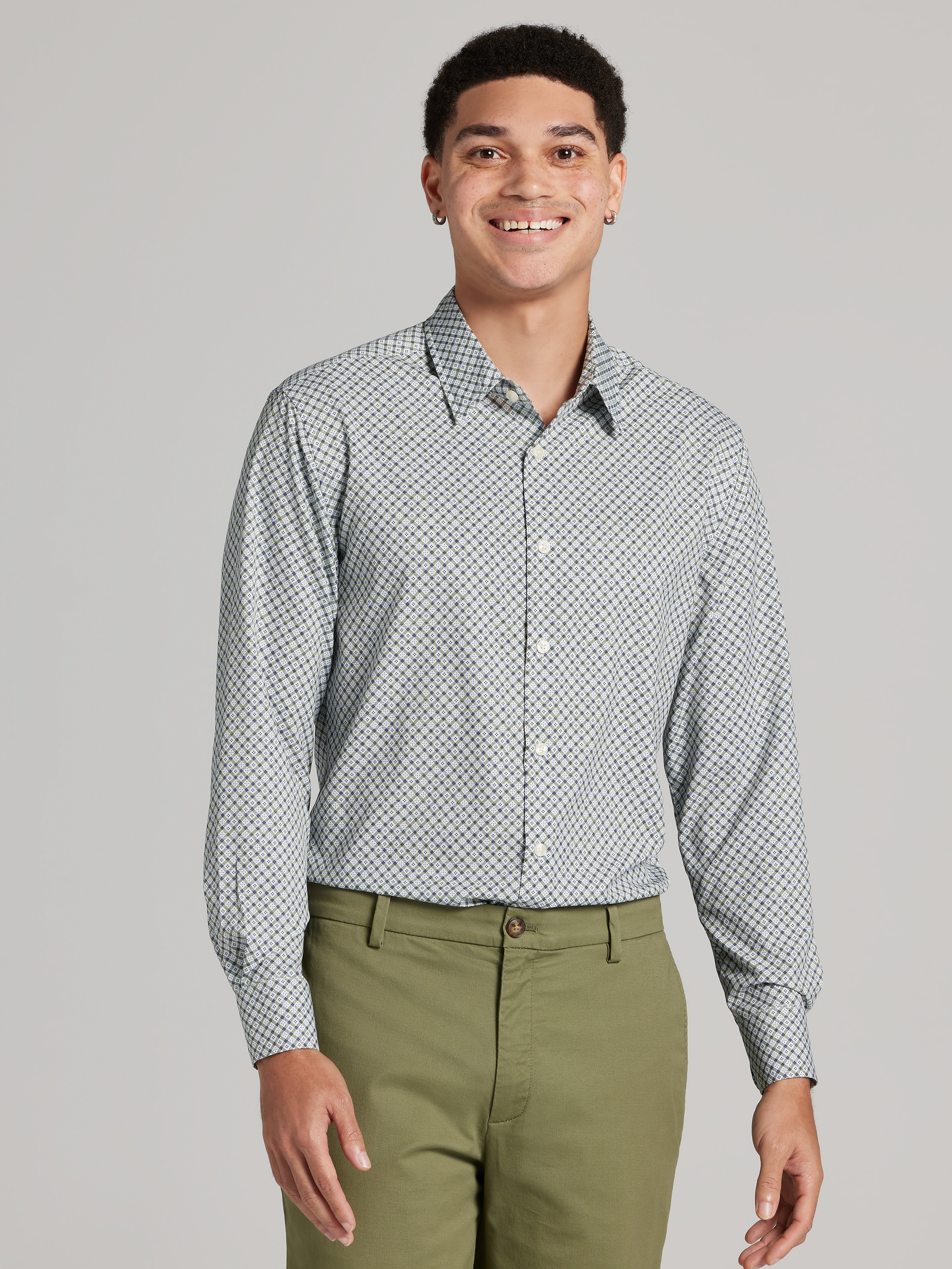 Slim Fit 4-Way Stretch Button Up Shirt