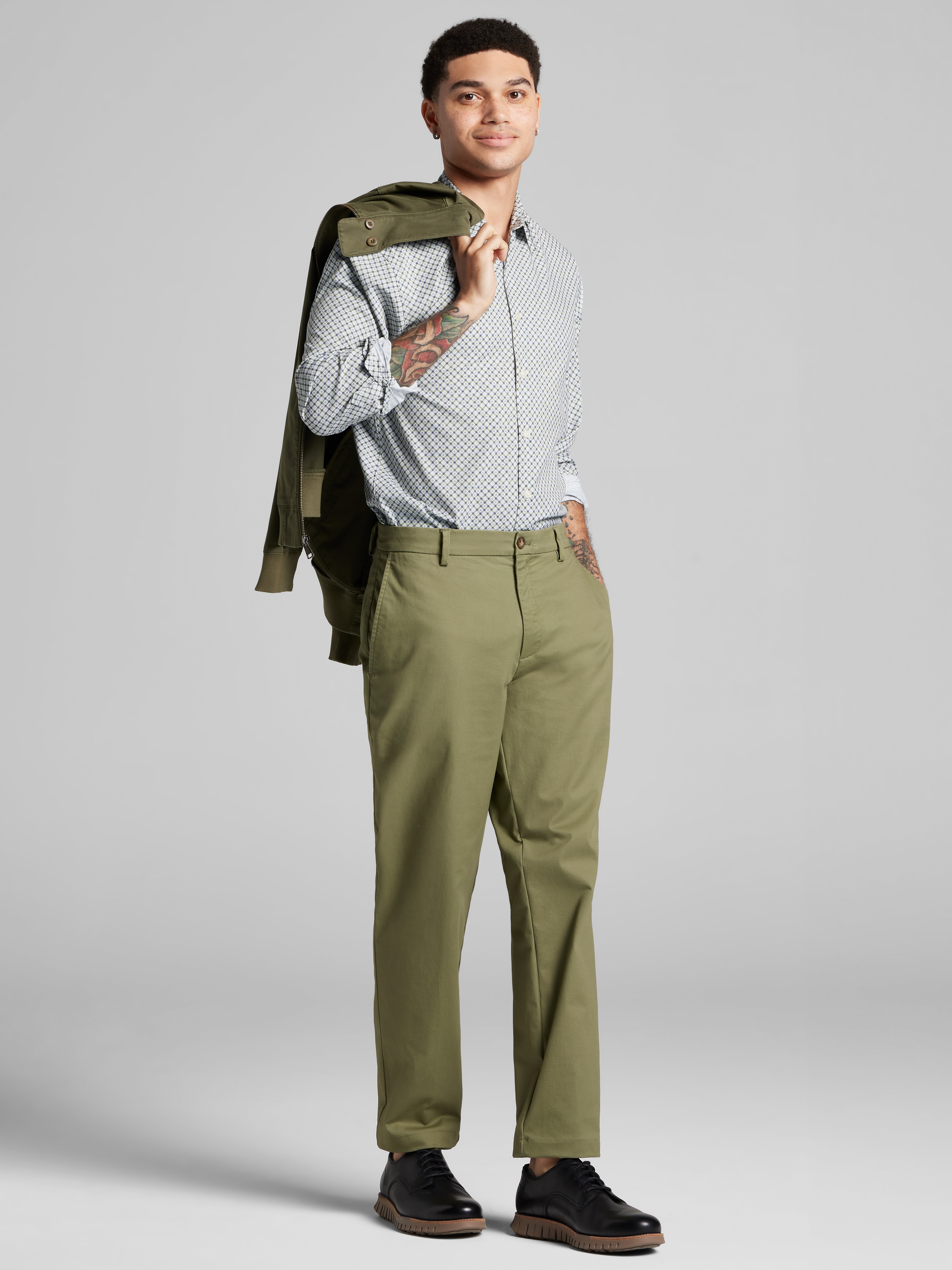 Slim Fit 4-Way Stretch Button Up Shirt