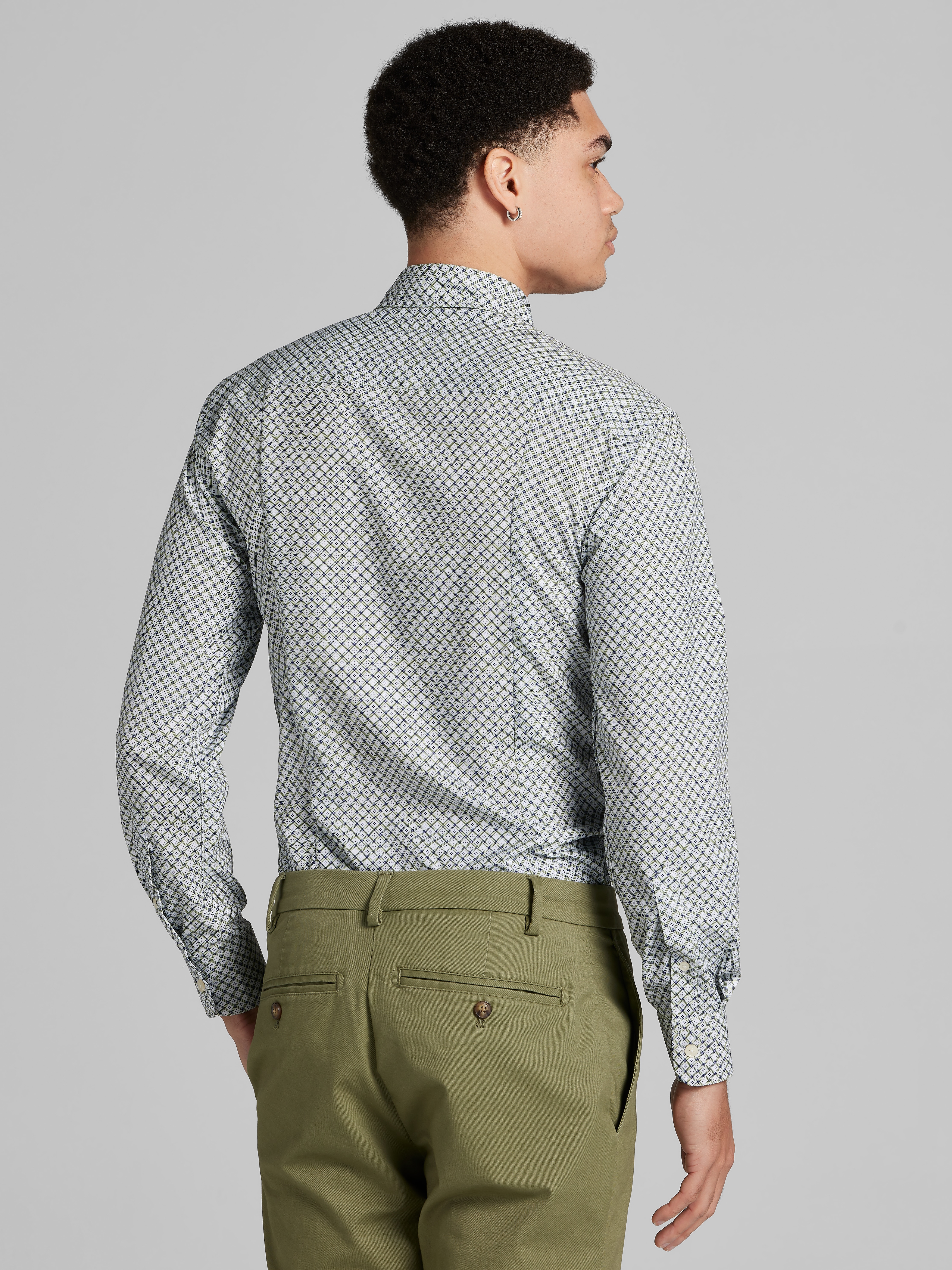 Slim Fit 4-Way Stretch Button Up Shirt