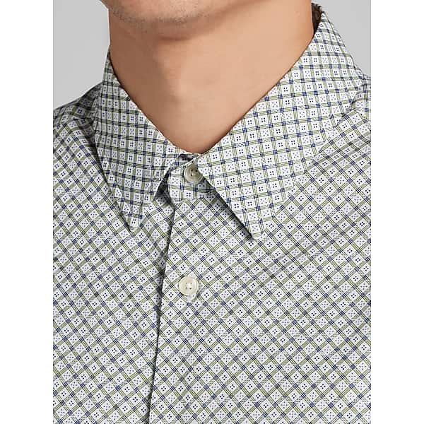 Awearness Kenneth Cole Men's Slim Fit 4-Way Stretch Button Up Shirt Olive - Size: 4XLT TMW6BR951009