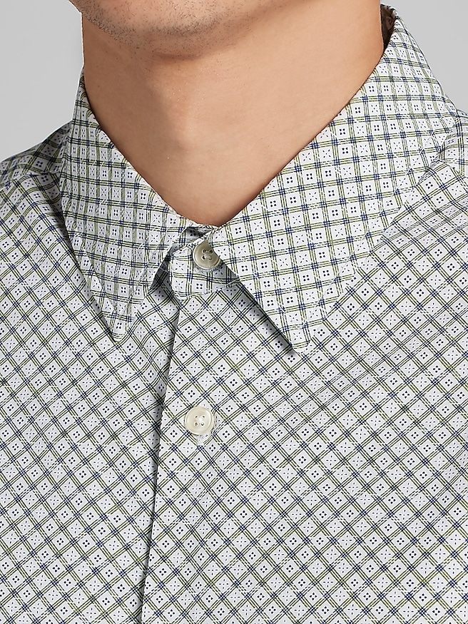 Awearness Kenneth Cole Men's Slim Fit 4-Way Stretch Button Up Shirt , Olive / Green