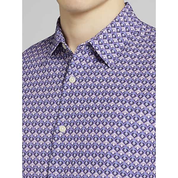 Awearness Kenneth Cole Men's Slim Fit 4-Way Stretch Button Up Shirt Purple - Size: XL TMW6BRA40016