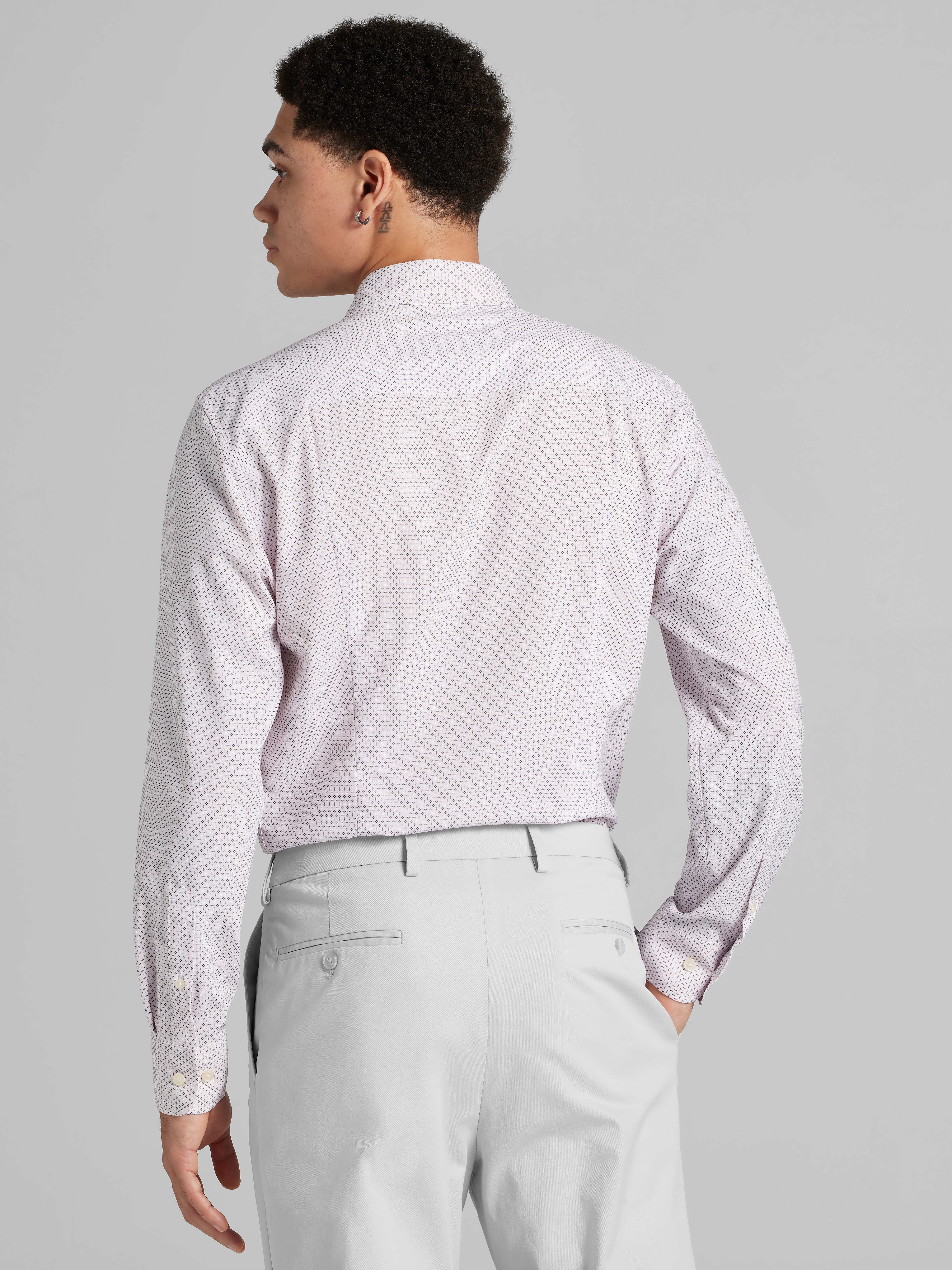 Slim Fit Mini Fleur Cross 4-Way Stretch Button Up Shirt